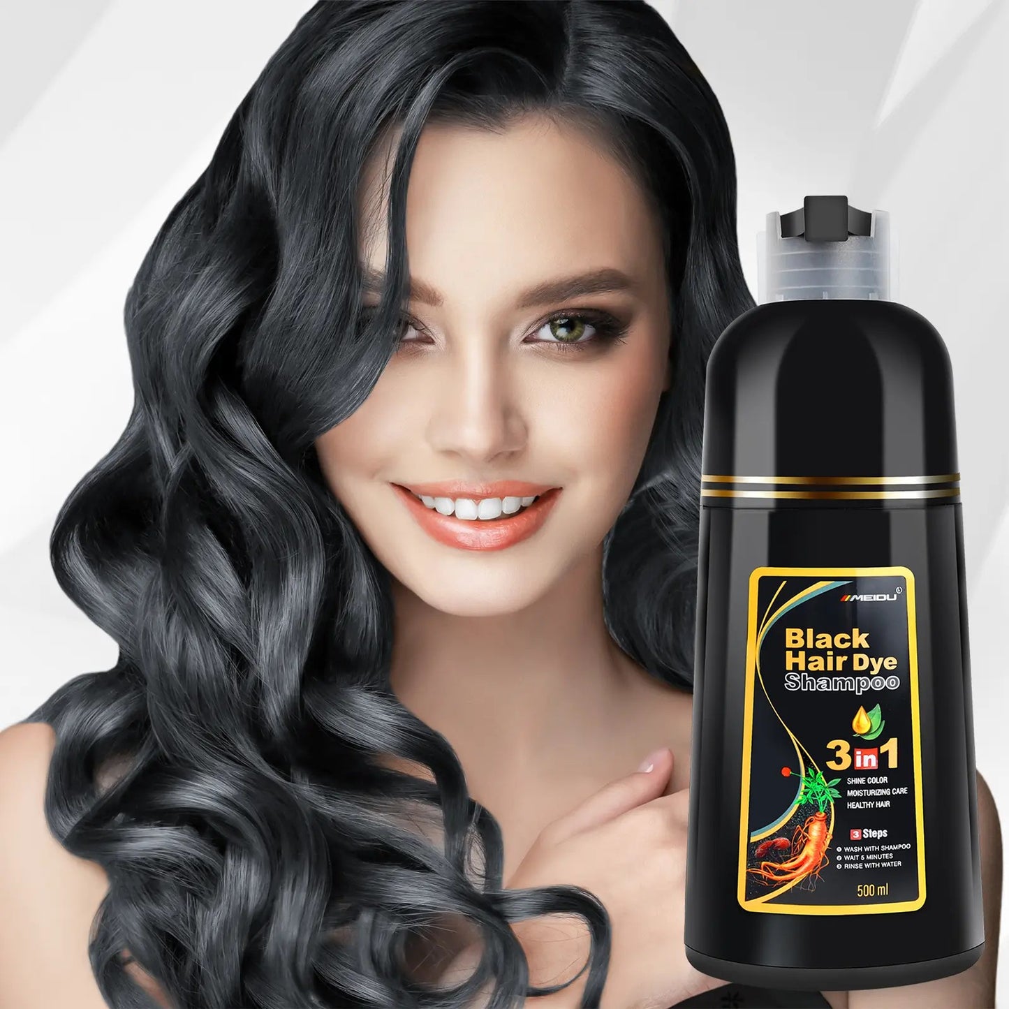 3 in 1 Hair Dye Shampoo-Herbal Ingredients Can cover gray hairs