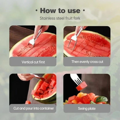2-in-1 Watermelon Fork Slicer Cutter Stainless Steel Summer