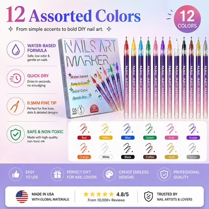 Nail Art Marker Set – Quick-Drying Acrylic Pens