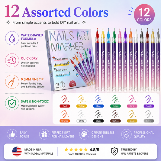 Nail Art Marker Set – Quick-Drying Acrylic Pens
