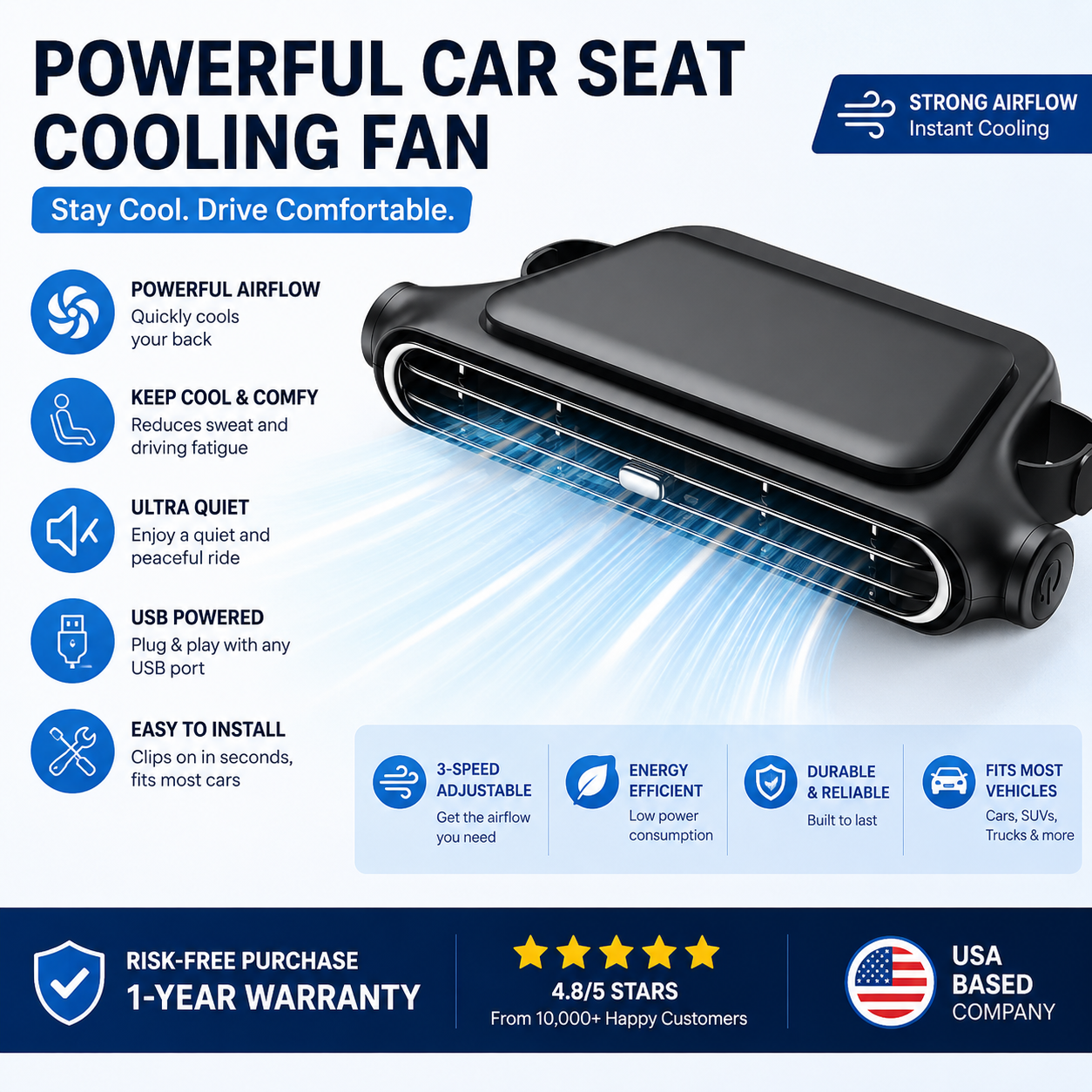Seat Fan for Hot Days – Cool Air Exactly Where You Need It