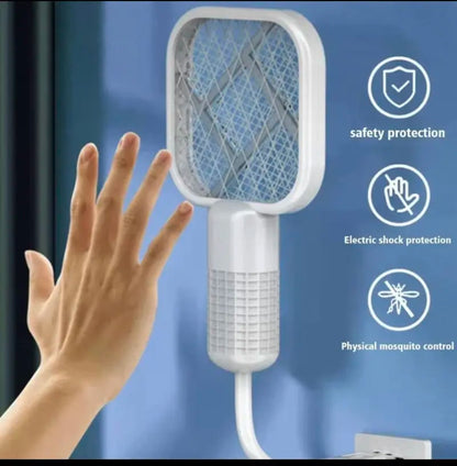 1/2 PCS USB Mini Mosquito Swatter, 2-in-1 Portable Bug Killer Bat with UV-A Light Protector