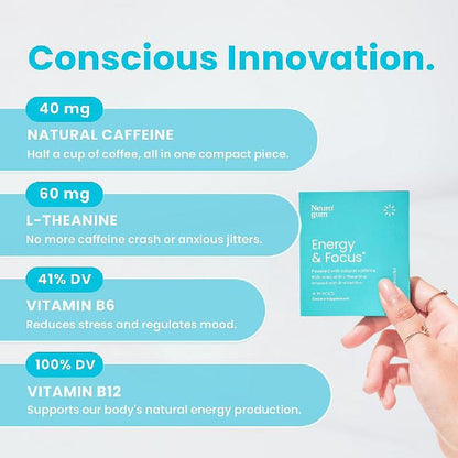 Neuro Energy Caffeine Nootropics for Energy & Focus - Sugar-Free with L-theanine, Caffeine,Vitamin B12 & Vitamin B6