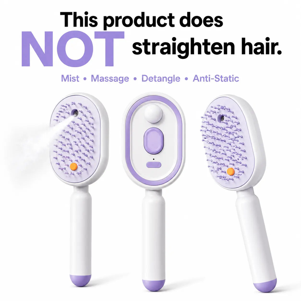 Electric Spray Air Cushion Massage Comb, Self-Cleaning Anti-Tangle Hair Brush