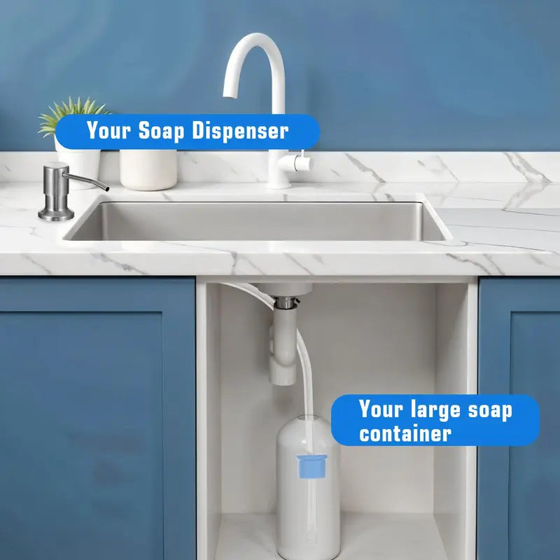 Dish Soap Dispenser for Kitchen Sink (Brushed Nickel), Countertop Sink