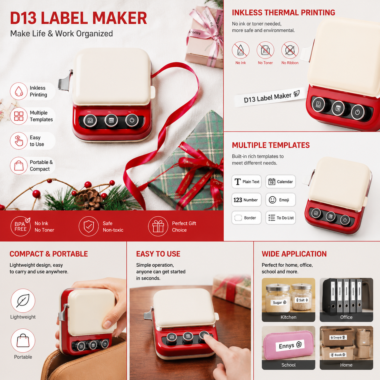 Ribbon Printer, Mini Bluetooth Label Maker Waterproof Labels